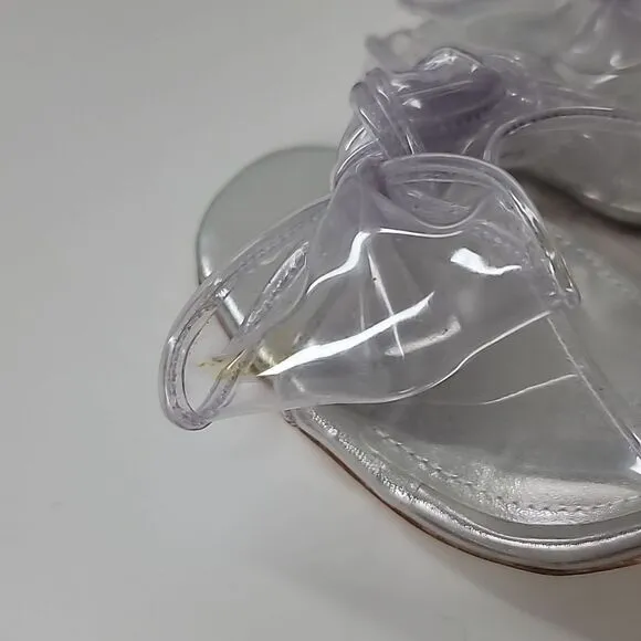 LARROUDE Mariah Mule bow sandals Clear Silver