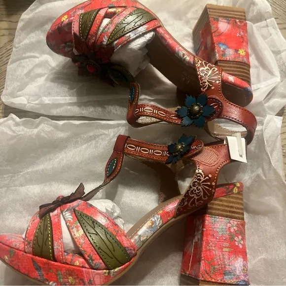 LARTISTE FABULOSO Sandals Orange Multi New Size 37 (6.5-7)