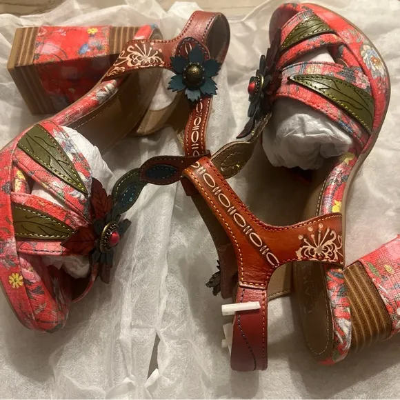 LARTISTE FABULOSO Sandals Orange Multi New Size 37 (6.5-7)