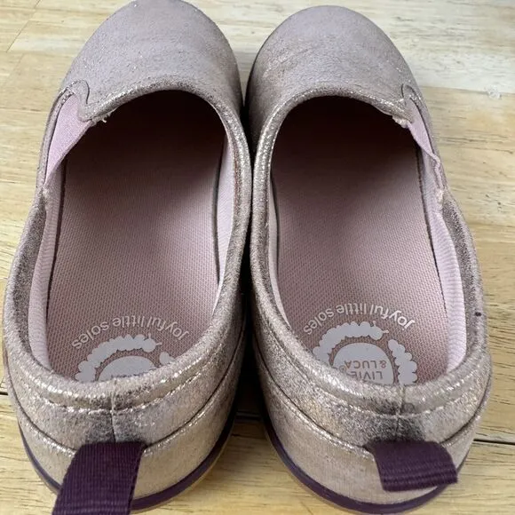 Livie &amp; Luca Ridge ECO Rose Pink Metallic Slip On Sneaker Shoes Nice Size 2 EUC