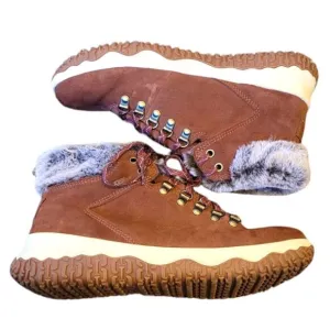 L.L. Bean Rust Brown Furry Lace Up Snow Boots Size 11