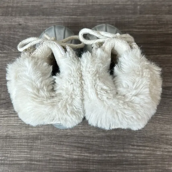 London Fog Girls Lil Tadley White Glitter Faux Fur Winter Snow Boots Glam 7