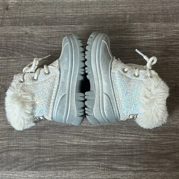 London Fog Girls Lil Tadley White Glitter Faux Fur Winter Snow Boots Glam 7