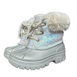 London Fog Girls Lil Tadley White Glitter Faux Fur Winter Snow Boots Glam 7
