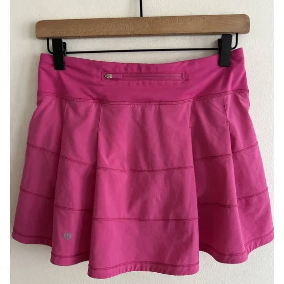 Lululemon Pace Rival Mid-Rise Tennis Skirt Sonic Pink Zip Pocket Women's Size 4