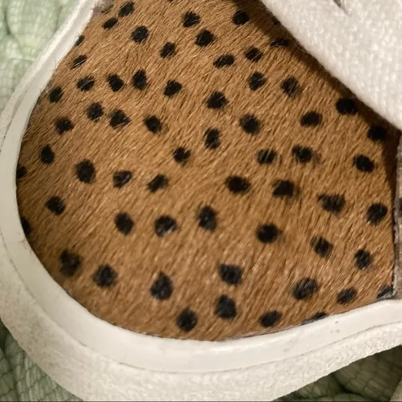 Madewell Sidewalk Low-Top Sneakers in Spotted Animal Print Calf Hair Tan