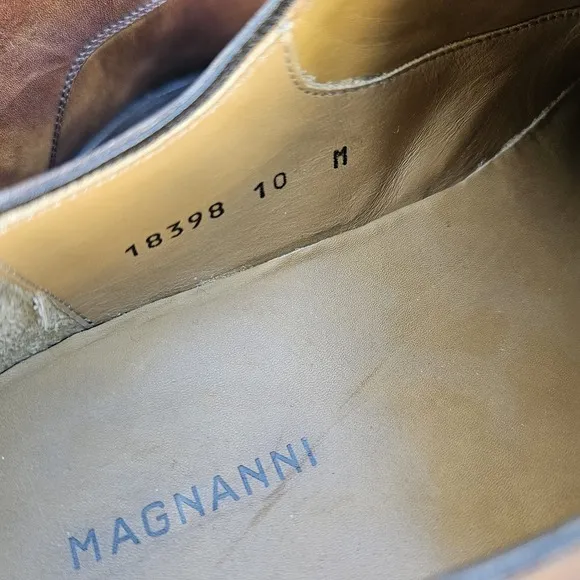 Magnani 10 Marco Leather Loafer Brown Almond Toe Monk Strap Brass Buckle