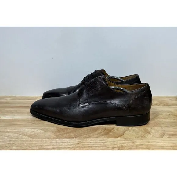 Magnanni Derby Dress Shoes Knight Plain-Toe Square Size 13 Dark Brown 23478