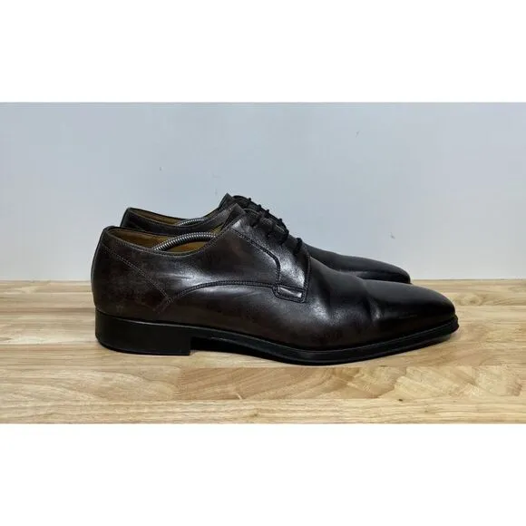 Magnanni Derby Dress Shoes Knight Plain-Toe Square Size 13 Dark Brown 23478