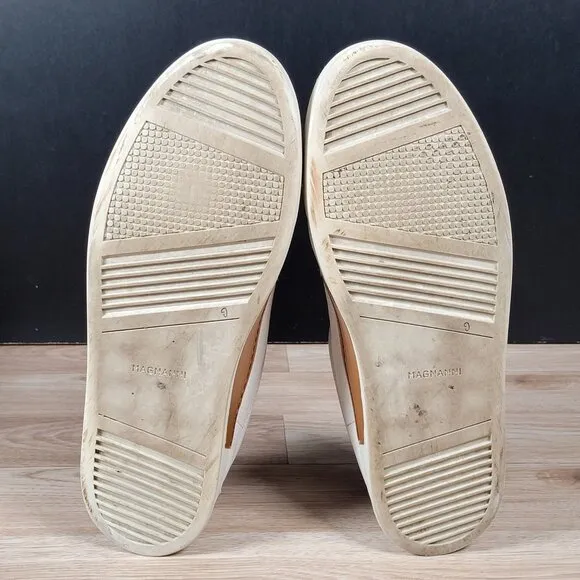 Magnanni Nerja Shoes Mens Size 11 White Brown Round Toe Leather Casual Sneakers