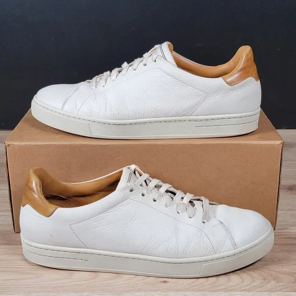 Magnanni Nerja Shoes Mens Size 11 White Brown Round Toe Leather Casual Sneakers
