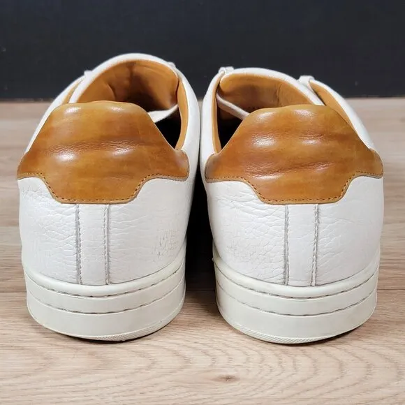 Magnanni Nerja Shoes Mens Size 11 White Brown Round Toe Leather Casual Sneakers