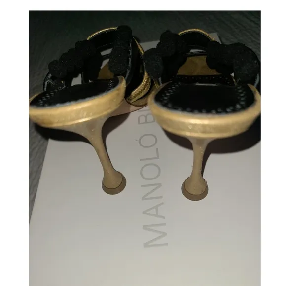 Manolo Blahnik gold sandals