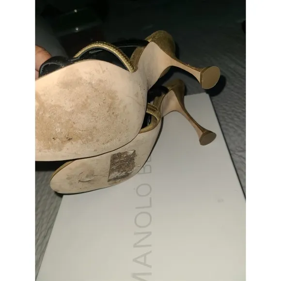 Manolo Blahnik gold sandals