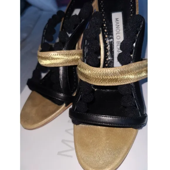 Manolo Blahnik gold sandals