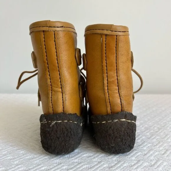 Maple Leaf Shoe Baby Size 6 Genuine Leather Snow Booties Boots Canada Mocassins