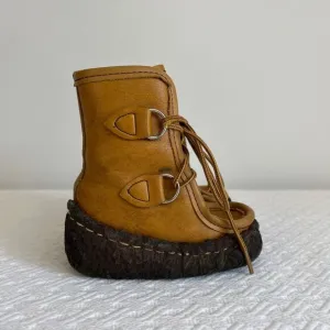 Maple Leaf Shoe Baby Size 6 Genuine Leather Snow Booties Boots Canada Mocassins