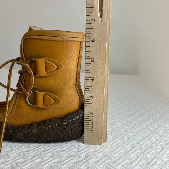 Maple Leaf Shoe Baby Size 6 Genuine Leather Snow Booties Boots Canada Mocassins