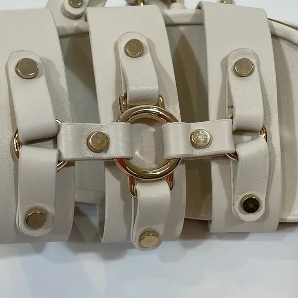 Marc Fisher Sandals Slides Size 6.5 NWT Cream And Gold