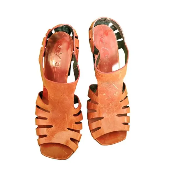 Marsell Red Leather Strappy Heels Open Toe Sandals Italy Sz 37.5/7 $1000