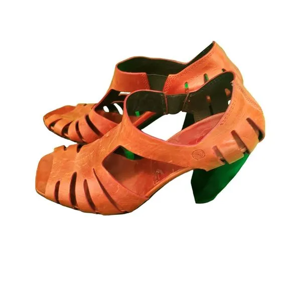 Marsell Red Leather Strappy Heels Open Toe Sandals Italy Sz 37.5/7 $1000