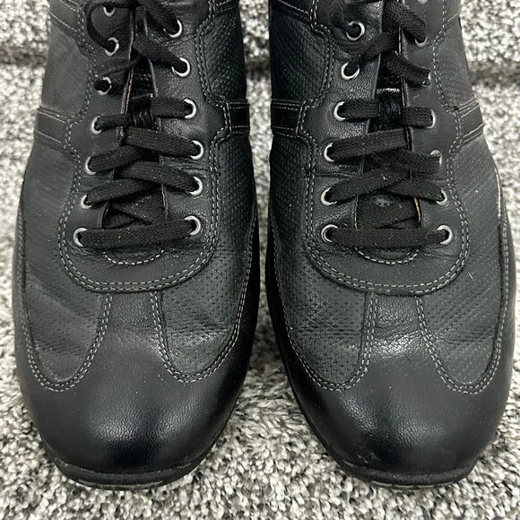 Mens Casual Black Lace up Leather Black Cole Haan Shoes - Size 12