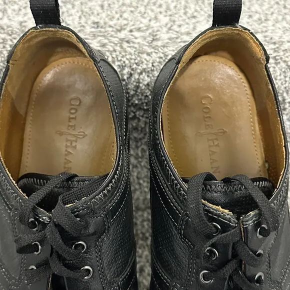 Mens Casual Black Lace up Leather Black Cole Haan Shoes - Size 12