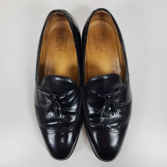 Men's Johnson &amp; Murphy Limited Black Leather Wingtip Dress Shoes-11D Made in USA