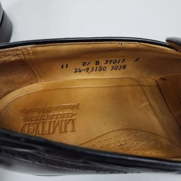 Men's Johnson &amp; Murphy Limited Black Leather Wingtip Dress Shoes-11D Made in USA