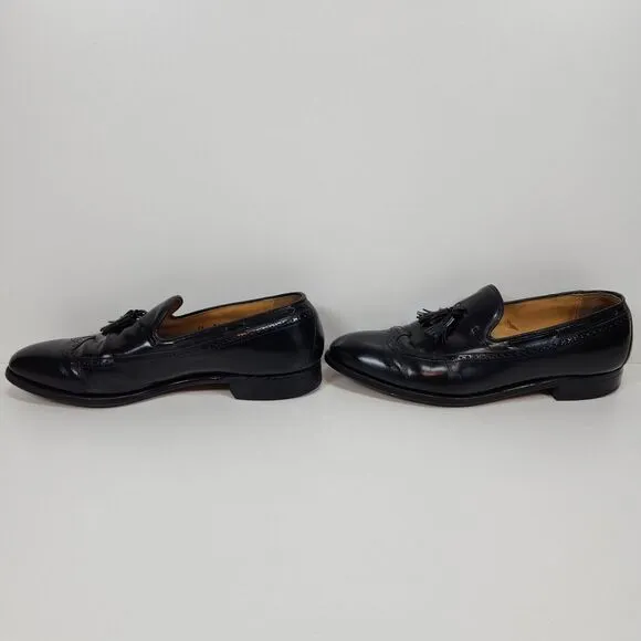 Men's Johnson &amp; Murphy Limited Black Leather Wingtip Dress Shoes-11D Made in USA