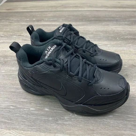 Men's Size 7D Nike Air Monarch IV Triple Black Walking Shoes 415445-001