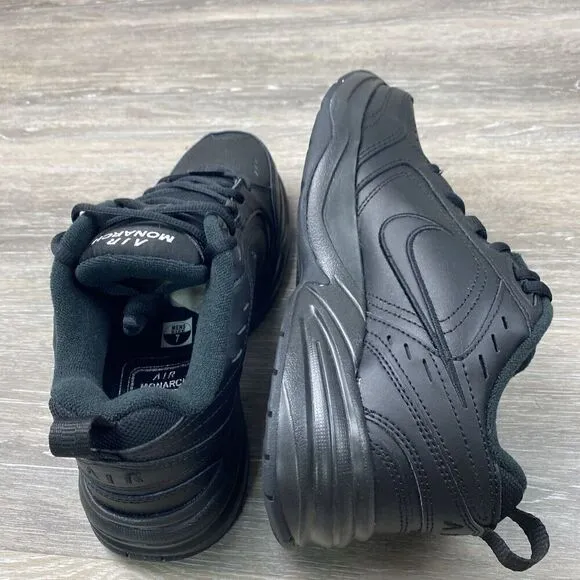 Men's Size 7D Nike Air Monarch IV Triple Black Walking Shoes 415445-001