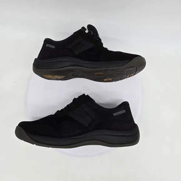Mephisto Shoes Women 7 B Runoff Leather Walking Sneakers Black