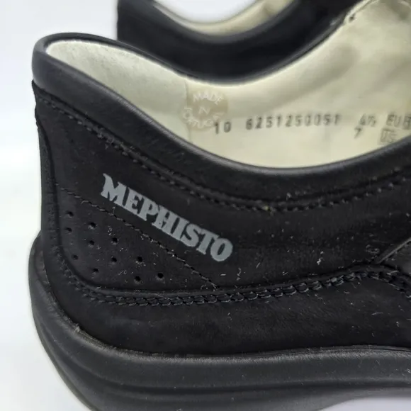 Mephisto Shoes Women 7 B Runoff Leather Walking Sneakers Black
