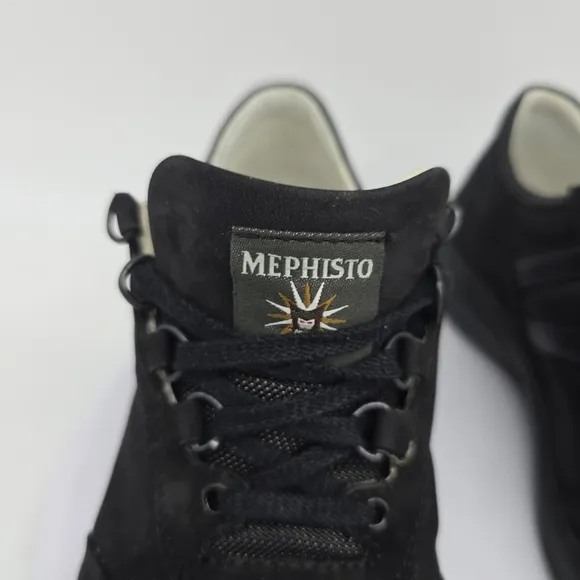 Mephisto Shoes Women 7 B Runoff Leather Walking Sneakers Black