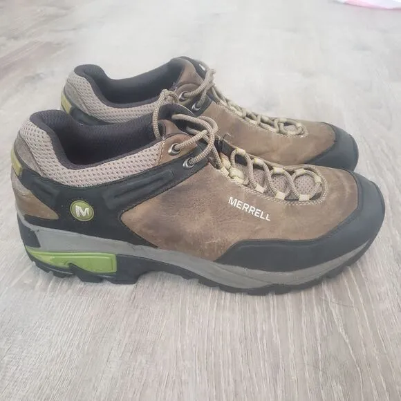 Merrell Col Bungee Cord Mid Waterproof Hiking Boots Brown Men's Size 13 J50207