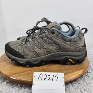 Merrell Moab 3 Low Waterproof Gray Blue Outdoor Trail Hiking Boots Womens 9