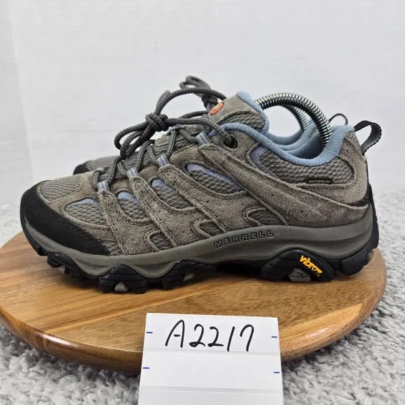 Merrell Moab 3 Low Waterproof Gray Blue Outdoor Trail Hiking Boots Womens 9