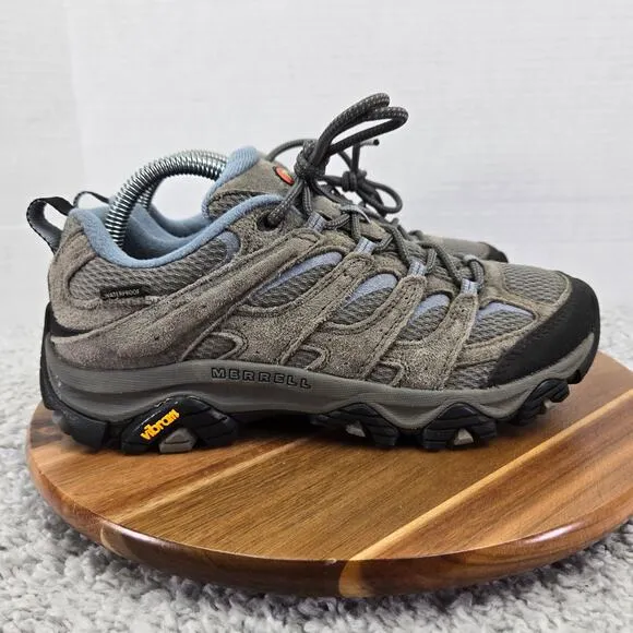 Merrell Moab 3 Low Waterproof Gray Blue Outdoor Trail Hiking Boots Womens 9