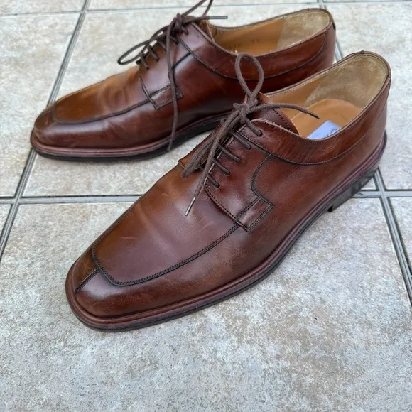 MEZLAN Men's Size 7.5 Dress Shoes Brown Leather Lace Up Split Toe Oxford