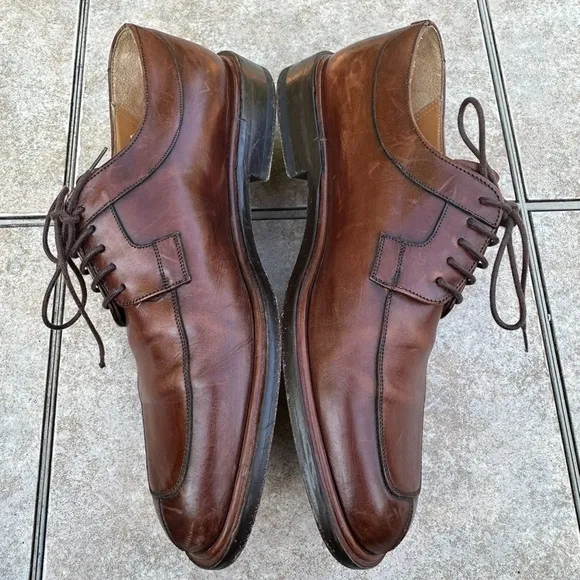 MEZLAN Men's Size 7.5 Dress Shoes Brown Leather Lace Up Split Toe Oxford