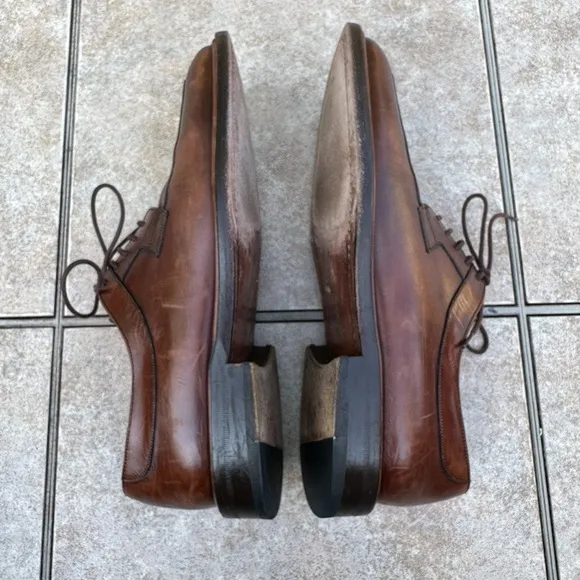 MEZLAN Men's Size 7.5 Dress Shoes Brown Leather Lace Up Split Toe Oxford