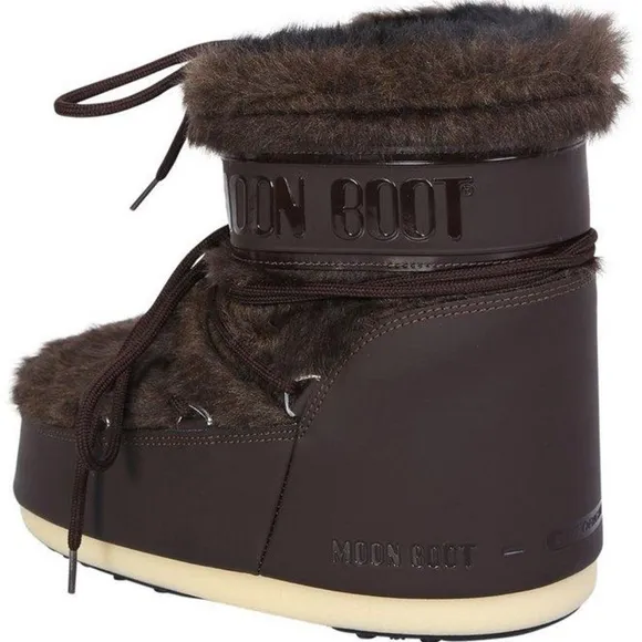 Moon Boot Icon Low Brown Fur Snow Boots:36-38 (Fits US 5.5-7.5) NWT, NIB!