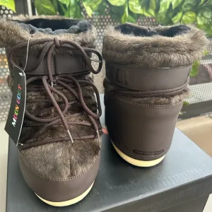 Moon Boot Icon Low Brown Fur Snow Boots:36-38 (Fits US 5.5-7.5) NWT, NIB!