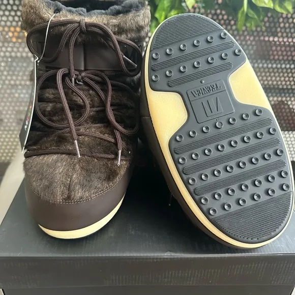 Moon Boot Icon Low Brown Fur Snow Boots:36-38 (Fits US 5.5-7.5) NWT, NIB!