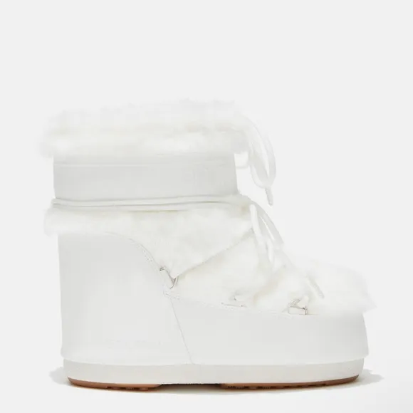 Moon Boot Icon Low White Fur Snow Boots: 36-38 (Fits US 5.5-7.5) NWT, NIB!