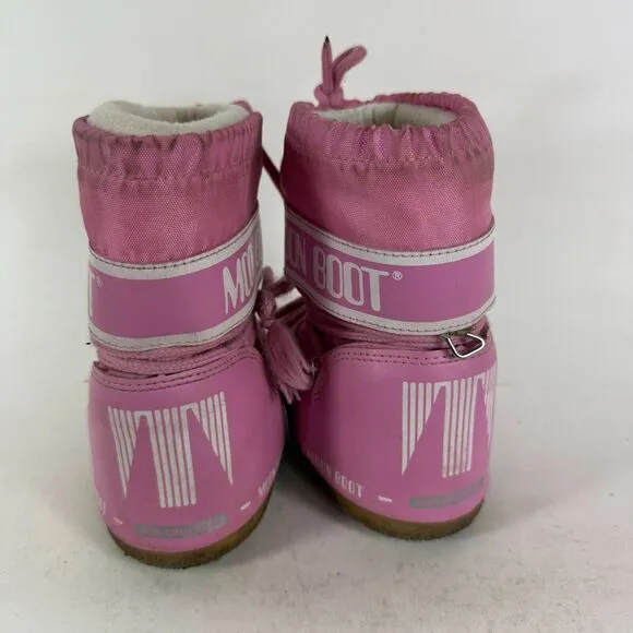 Moon Boot Icon Mini Snow Boots Toddler 7 - 7.5 Pink Lace-Up Mid Calf Round Toe