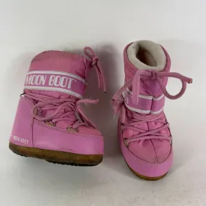 Moon Boot Icon Mini Snow Boots Toddler 7 - 7.5 Pink Lace-Up Mid Calf Round Toe