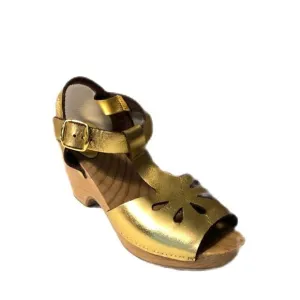 MTNG metallic wooden clogs