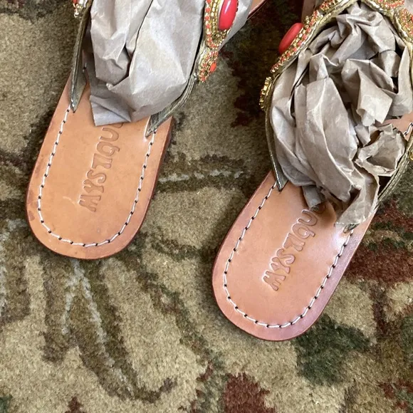 MYSTIQUE Embellished Coral Sandals 😍